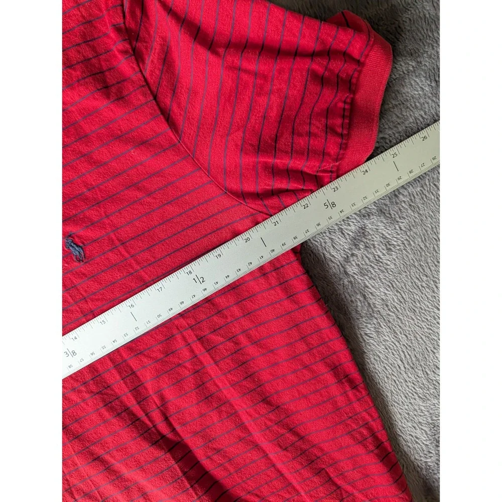 Polo Ralph Lauren Mens Red Striped Pima Cotton Short Sleeve Polo Shirt Size M